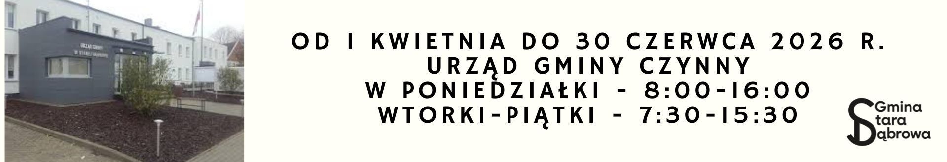 Godziny otwarcia Urzędu Gminy w Starej Dąbrowie