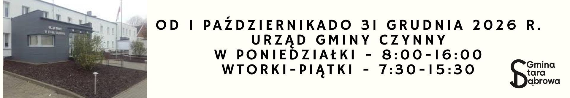 Godziny otwarcia Urzędu Gminy w Starej Dąbrowie