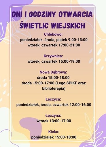 Nowy harmonogram zajęć na świetlicach
