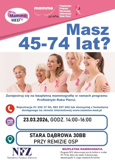 Bezpłatne badania mammograficzne