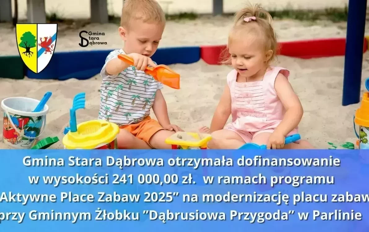 Zdjęcie do Otrzymaliśmy dofinansowanie na modernizację placu zabaw w Parlinie!