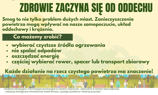 Zdjęcie do Gmina Stara Dąbrowa realizuje kampanię edukacyjną na rzecz czystego powietrza